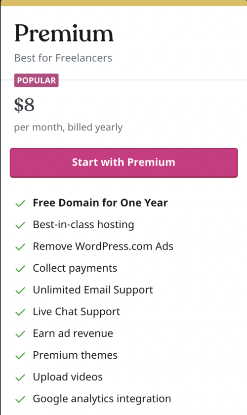 WordPress Premium features for $8 a month